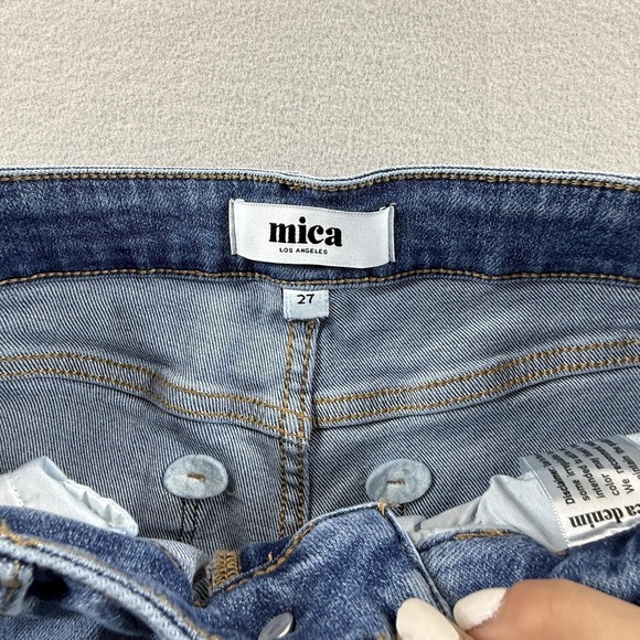 Mica Denim Wide Leg Jeans Womens 27 Blue Light Wash High Rise Cargo Crop 27x26 - Picture 6 of 8